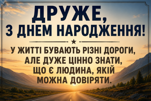Зворушливі привітання з днем народження другу відкритка