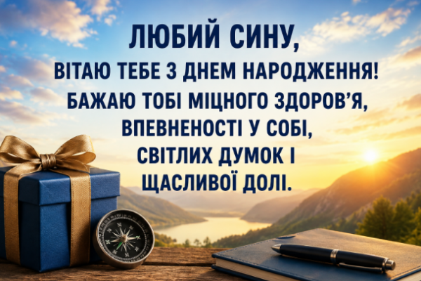 Зворушливі привітання з днем народження сину листівка