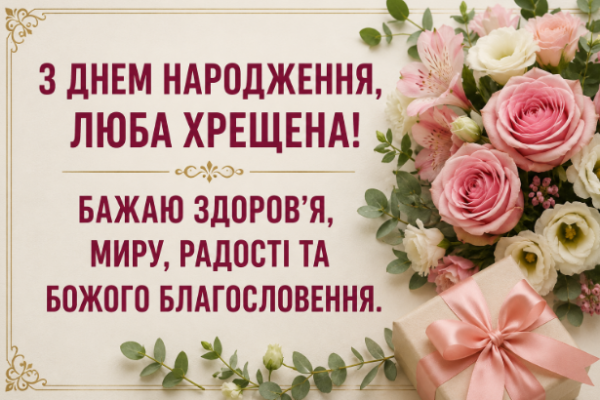 Зворушливі привітання з днем народження хрещеній відкритка