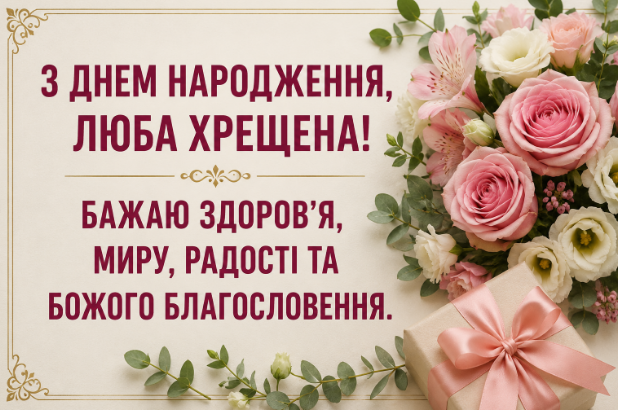 Зворушливі привітання з днем народження хрещеній відкритка