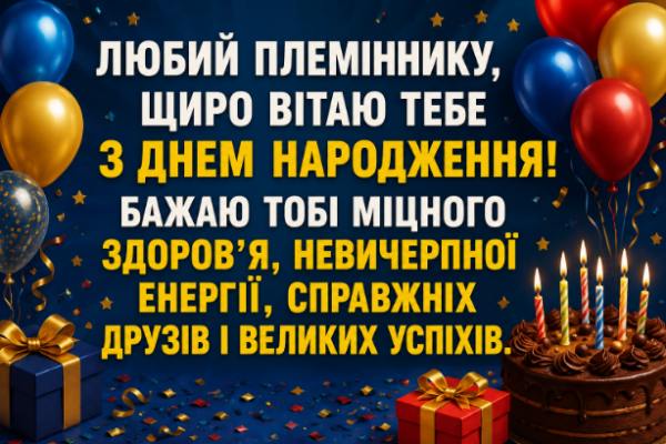 Зворушливі привітання з днем народження племіннику відкритка