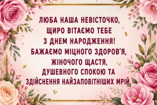Зворушливі привітання з днем народження невістці відкритка