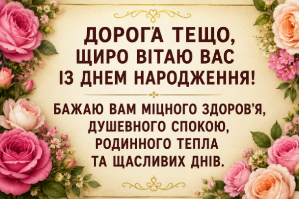 Зворушливі привітання з днем народження тещі картинка
