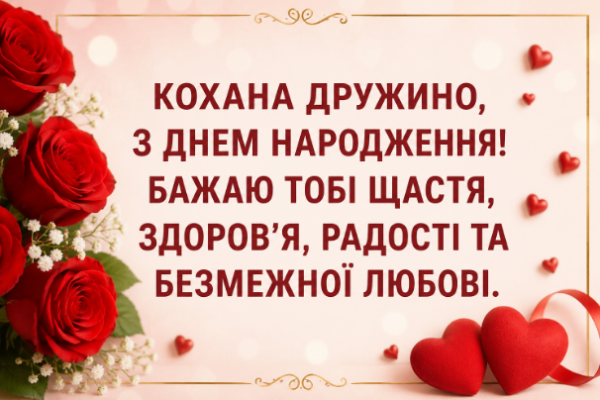 привітання з днем народження дружині листівка
