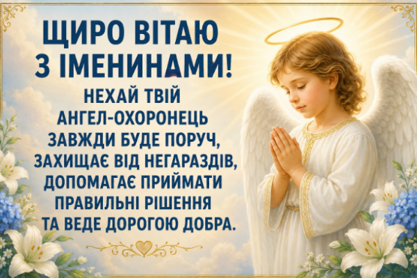 Привітання з іменинами відкритка