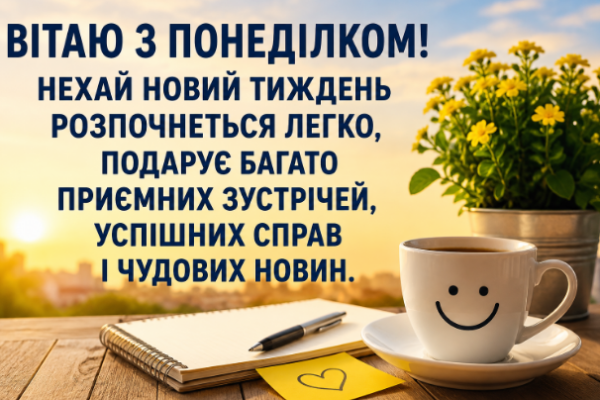 Привітання з понеділком картинка