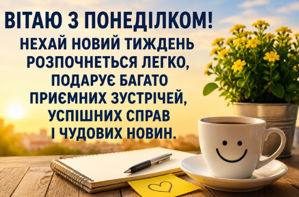 Привітання з понеділком картинка
